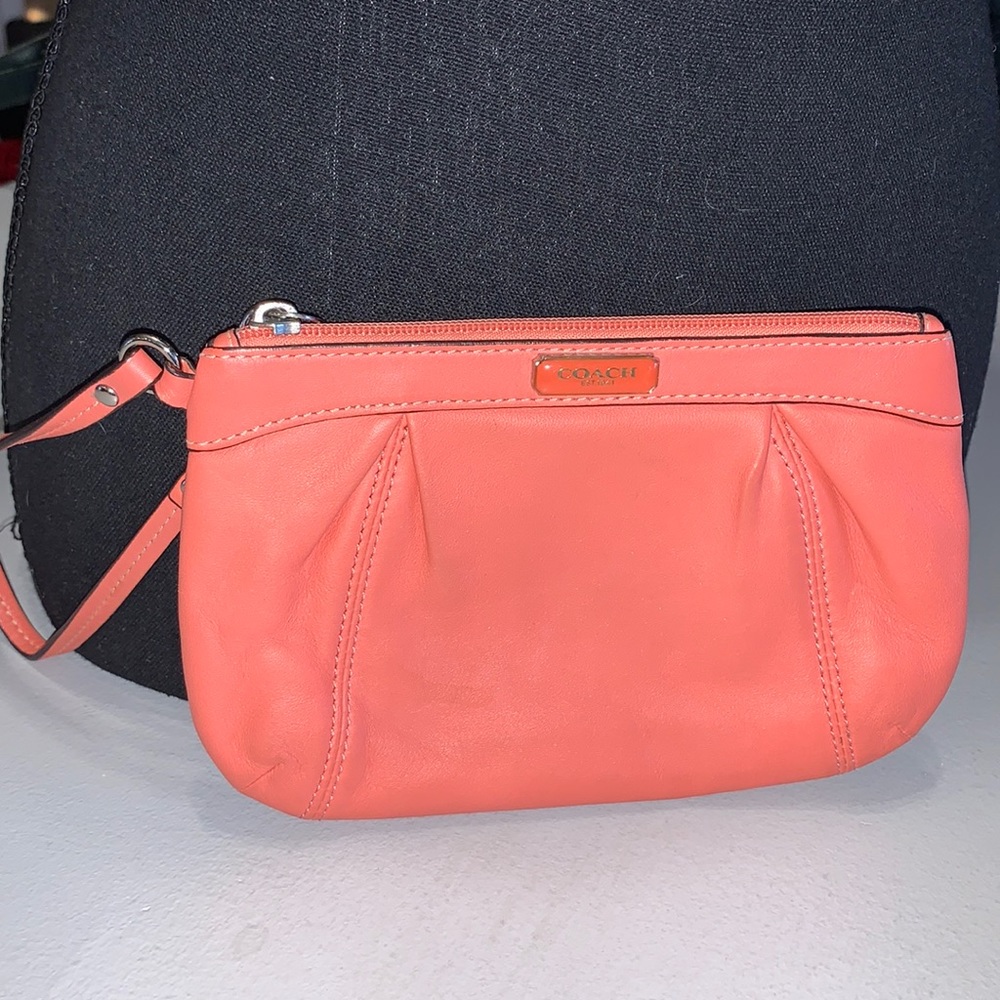 Coach Pleated Coral Wristlet Women’s EUC